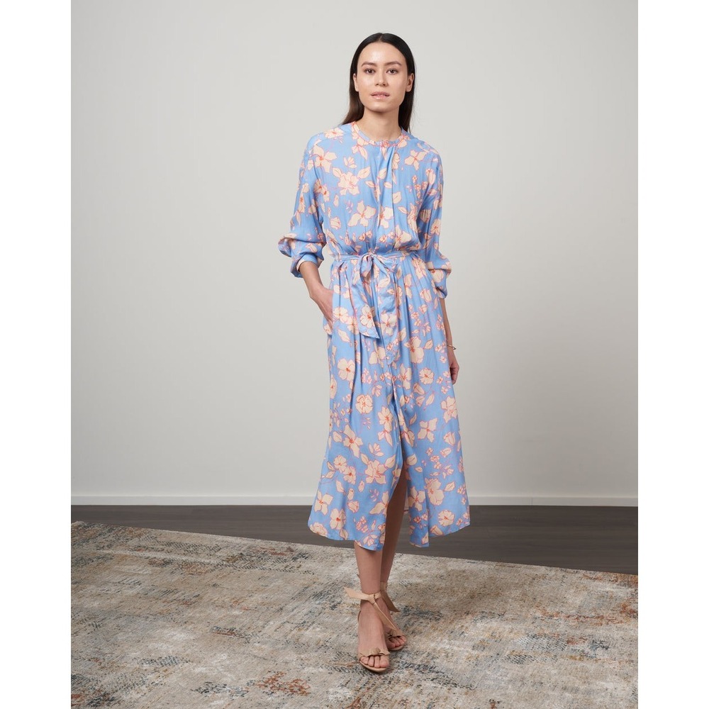 forte forte Floral Crepe de Chine Viscose True Colors Midi Dress SZ 1 US Sm